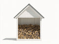 Abri à bûches-Bois-130 x 58 x 150 cm-Blanc-Gris-Style chalet