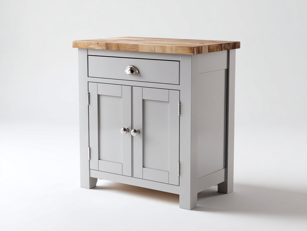 Buffet-Bois-MDF-Métal-100 x 46 x 91 cm-Gris-Marron clair-Style campagne moderne