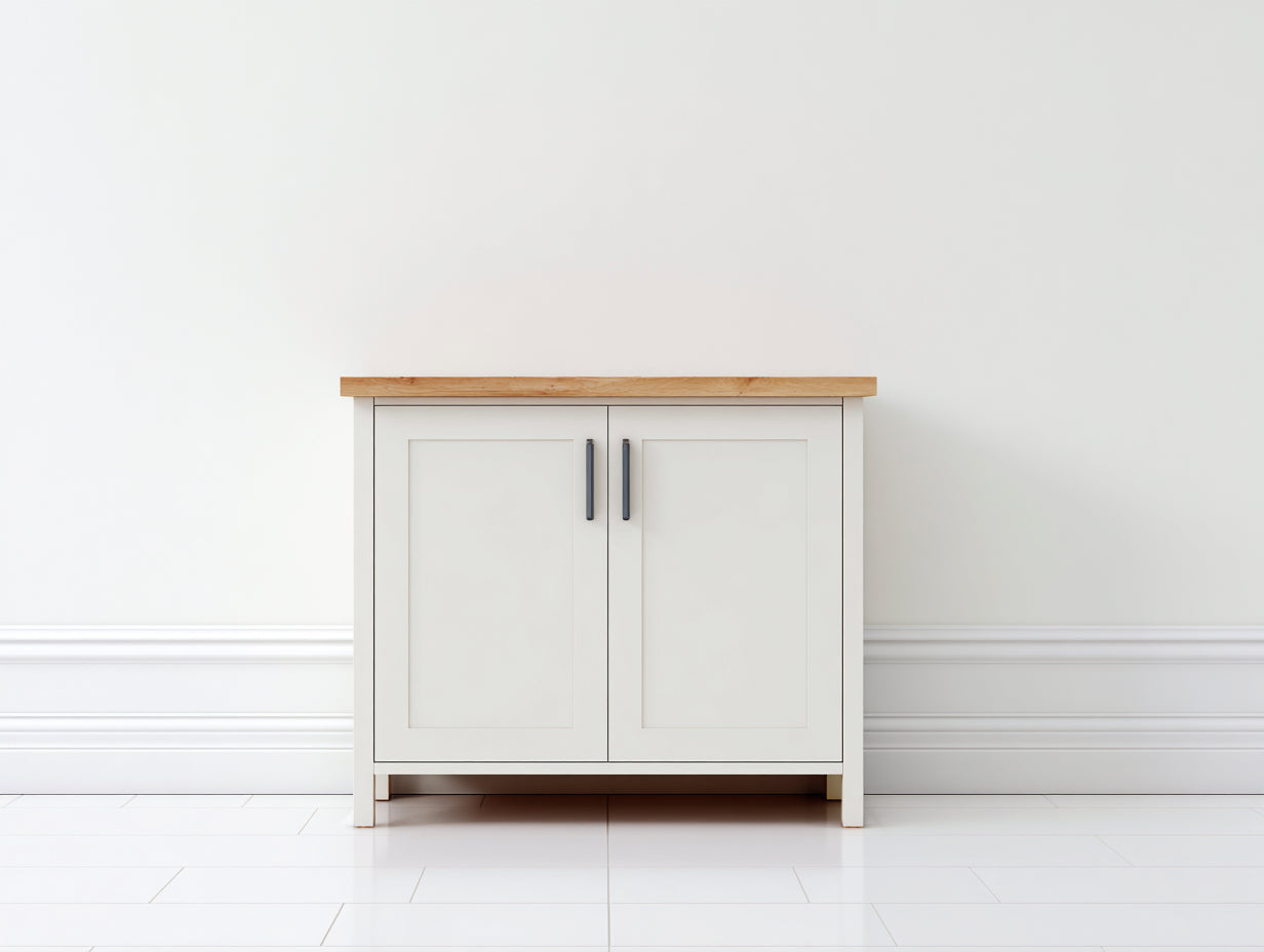 Buffet-Bois-MDF-Métal-120 x 40 x 82 cm-Blanc-Marron clair-Style moderne