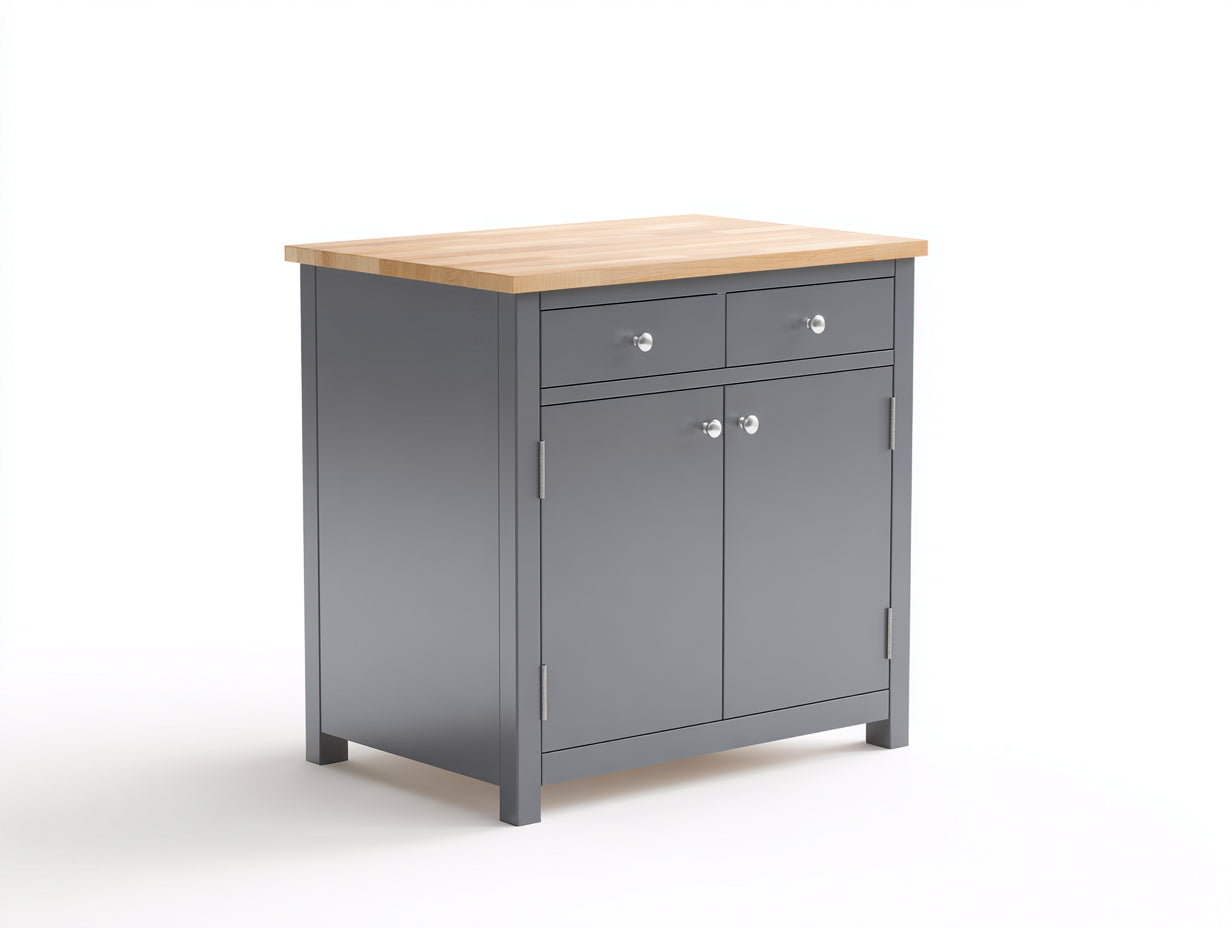 Buffet-Bois-MDF-Métal-102 x 45 x 88 cm-Gris-Marron clair-Style campagne moderne