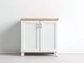 Buffet-Bois-MDF-Métal-116 x 41 x 84 cm-Blanc-Marron clair-Style campagne moderne