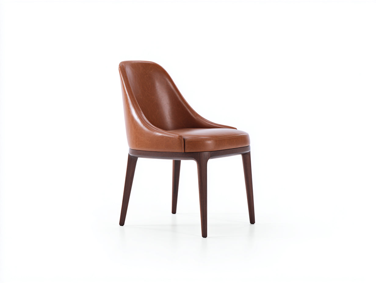 Chaise de salle à manger - similicuir - bois - 58x50x86 cm - marron-brun foncé - design moderne