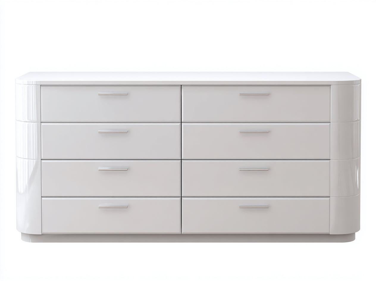 Commode-MDF-Métal-168 x 46 x 82 cm-Blanc-Argenté-Style contemporain