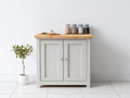Buffet-Bois-MDF-Métal-122 x 44 x 86 cm-Gris clair-Marron clair-Style campagne moderne