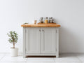 Buffet-Bois-MDF-Métal-121 x 42 x 85 cm-Gris clair-Marron clair-Style campagne moderne