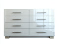 Commode-MDF-Métal-Bois-158 x 44 x 80 cm-Blanc-Argenté-Beige-Style moderne