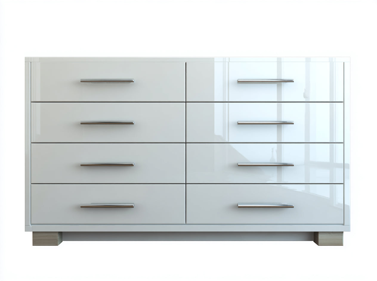 Commode-MDF-Métal-Bois-158 x 44 x 80 cm-Blanc-Argenté-Beige-Style moderne