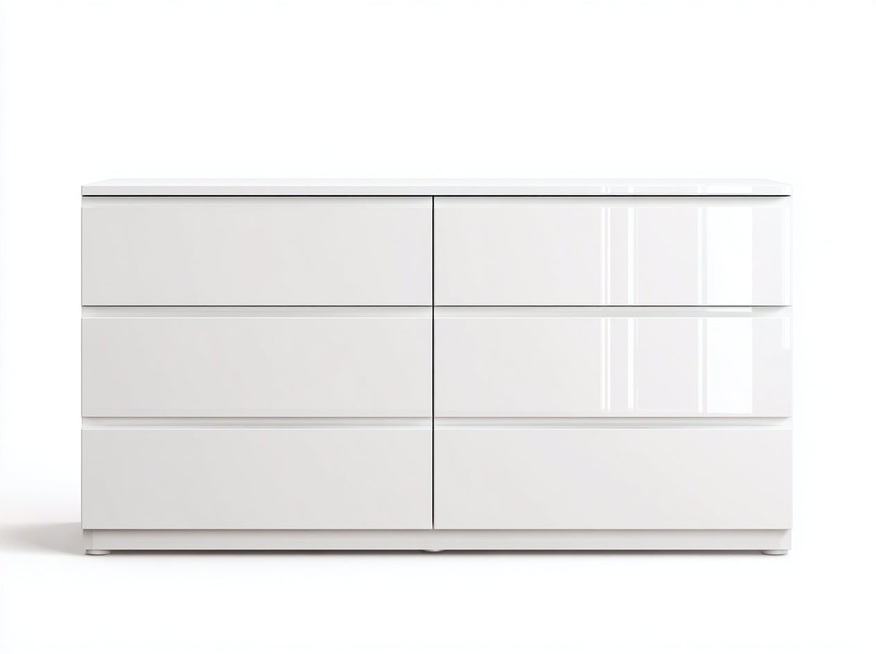 Commode-MDF-150 x 41 x 75 cm-Blanc brillant-Style minimaliste