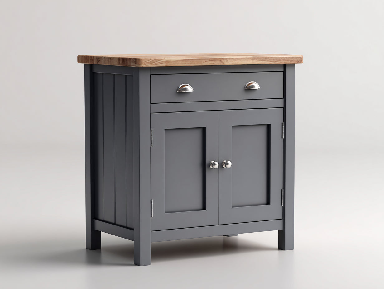 Buffet-Bois-MDF-Métal-106 x 47 x 91 cm-Gris foncé-Marron clair-Style campagne moderne