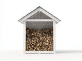 Abri à bûches-Bois-120 x 54 x 145 cm-Blanc-Gris-Naturel-Style chalet