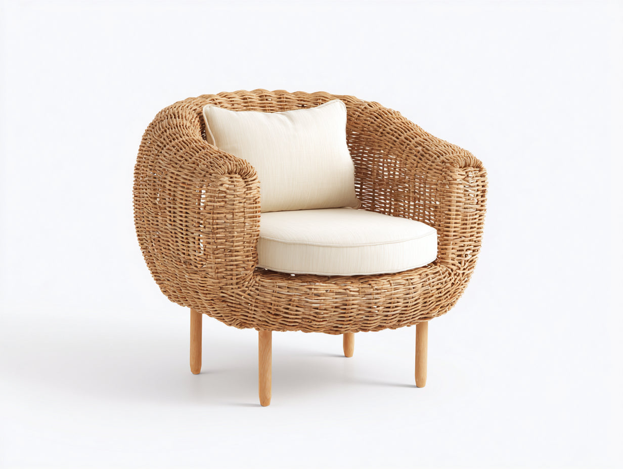 Fauteuil en rotin-rotin-bois-tissu-108x86x76 cm-naturel-beige-style naturel