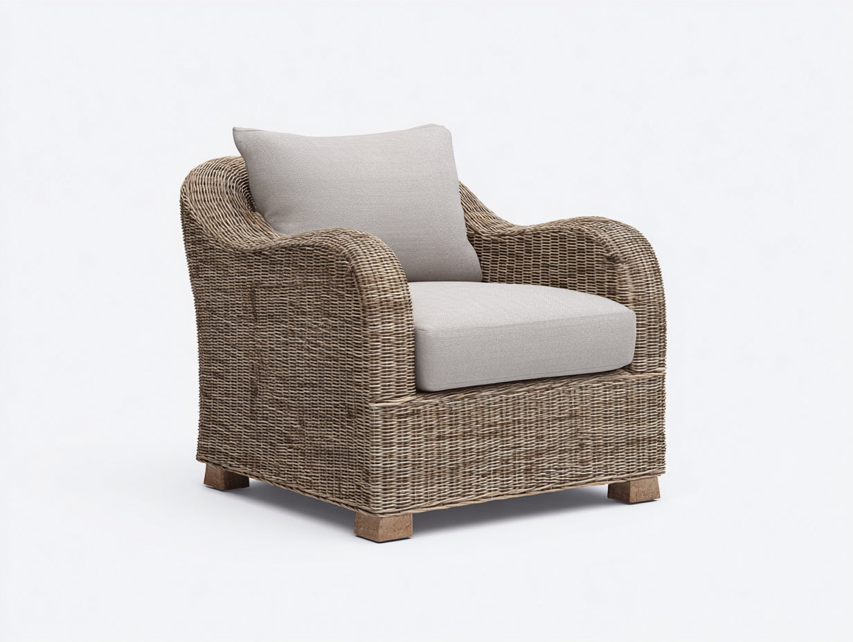 Fauteuil en rotin-Rotin-tissu-101 x 86 x 83 cm-Beige-Naturel-Style naturel