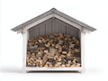 Abri à bûches-Bois-140 x 60 x 142 cm-Blanc-Gris-Naturel-Style chalet