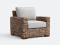 Fauteuil en rotin-Rotin-Bois-Tissu-115 x 83 x 76 cm-Gris clair-Marron-Style naturel