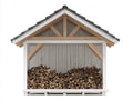 Abri à bûches-Bois-180 x 65 x 170 cm-Blanc-Naturel-Gris-Style chalet