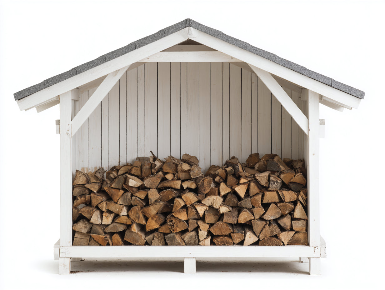 Abri à bûches-Bois-165 x 62 x 158 cm-Blanc-Gris-Style chalet
