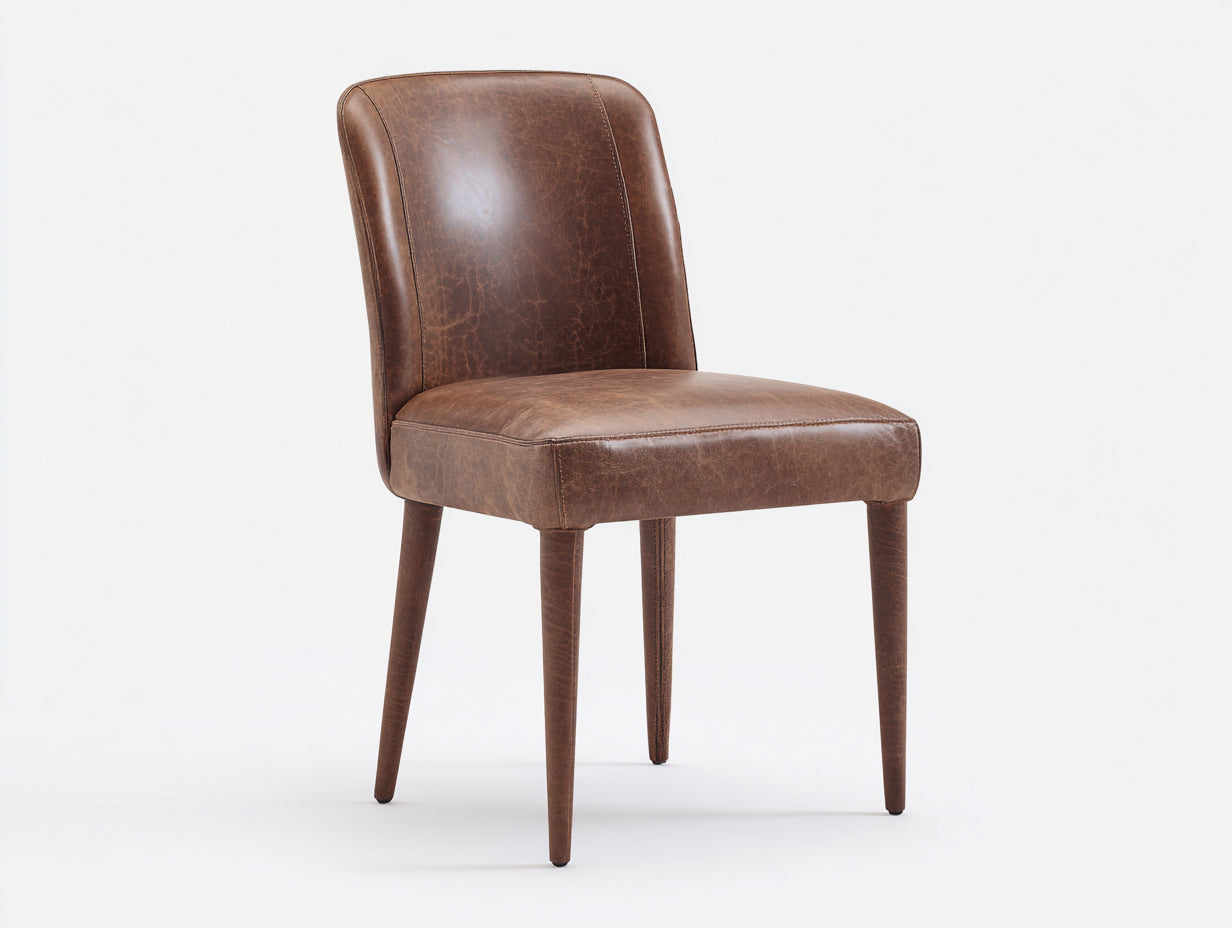 Chaise de salle à manger - similicuir - 52x49x88 cm - marron foncé - style contemporain