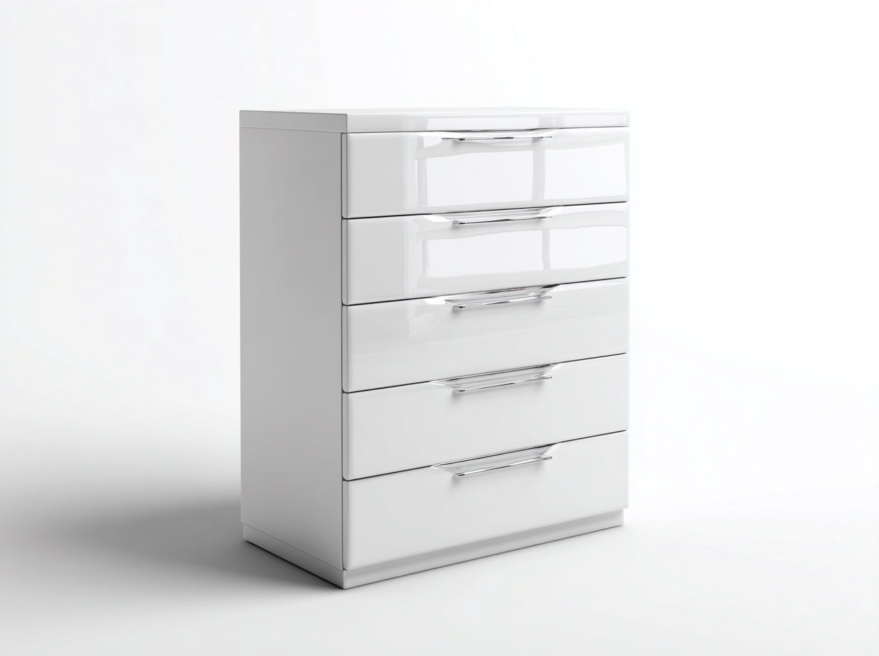 Commode-MDF-Métal-92 x 42 x 112 cm-Blanc-Argenté-Style moderne