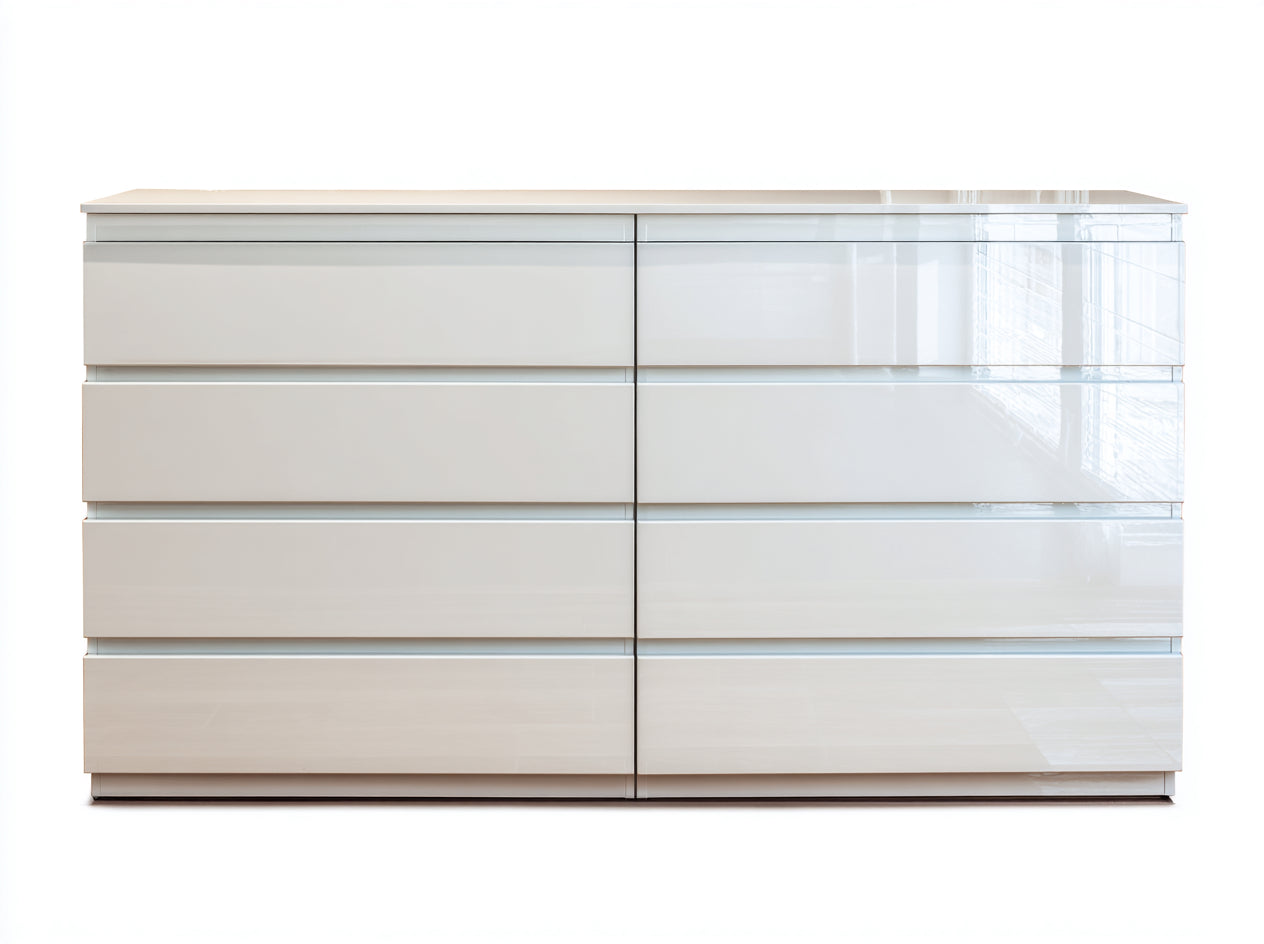 Commode-MDF-172 x 44 x 80 cm-Blanc-Beige-Style minimaliste