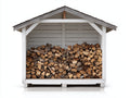 Abri à bûches-Bois-175 x 64 x 155 cm-Blanc-Gris-Naturel-Style chalet