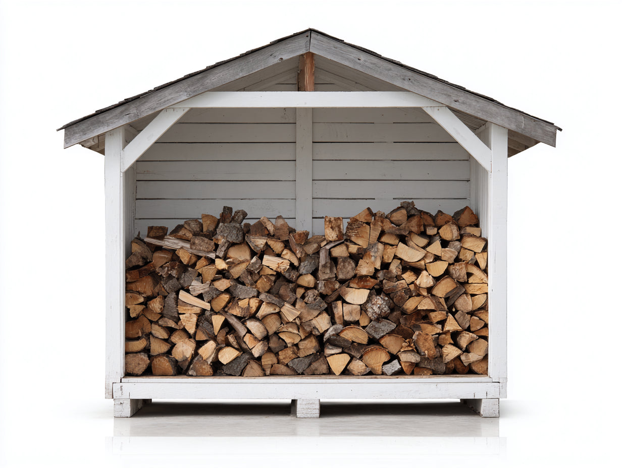 Abri à bûches-Bois-175 x 64 x 155 cm-Blanc-Gris-Naturel-Style chalet