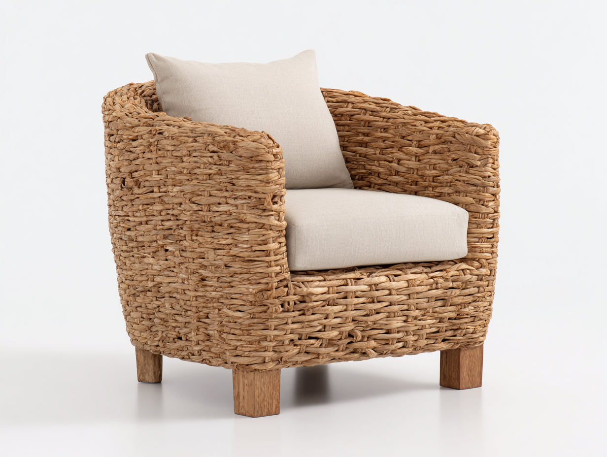 Fauteuil en rotin-Rotin-Bois-105 x 82 x 72 cm-Marron clair-Style naturel