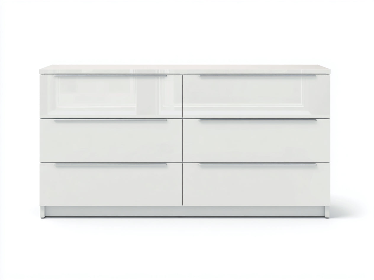 Commode-MDF-Métal-152 x 42 x 74 cm-Blanc-Argenté-Style moderne