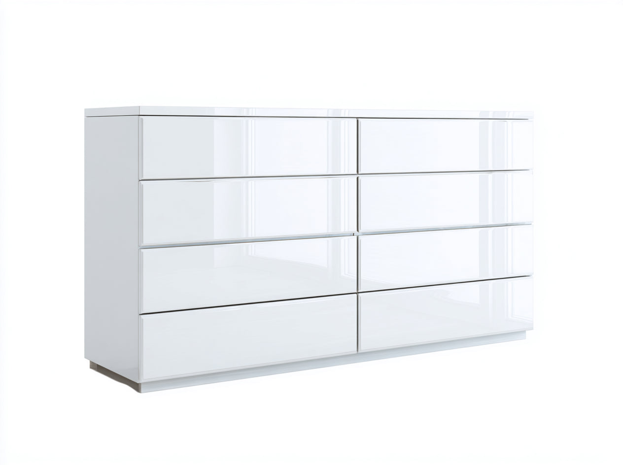 Commode-MDF-160 x 45 x 82 cm-Blanc brillant-Style moderne