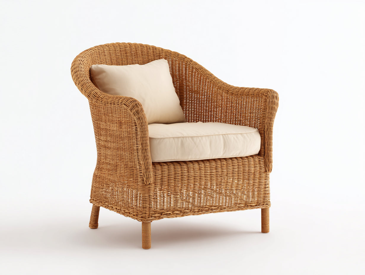 Fauteuil en rotin-Rotin-118 x 76 x 84 cm-Marron clair-Style naturel