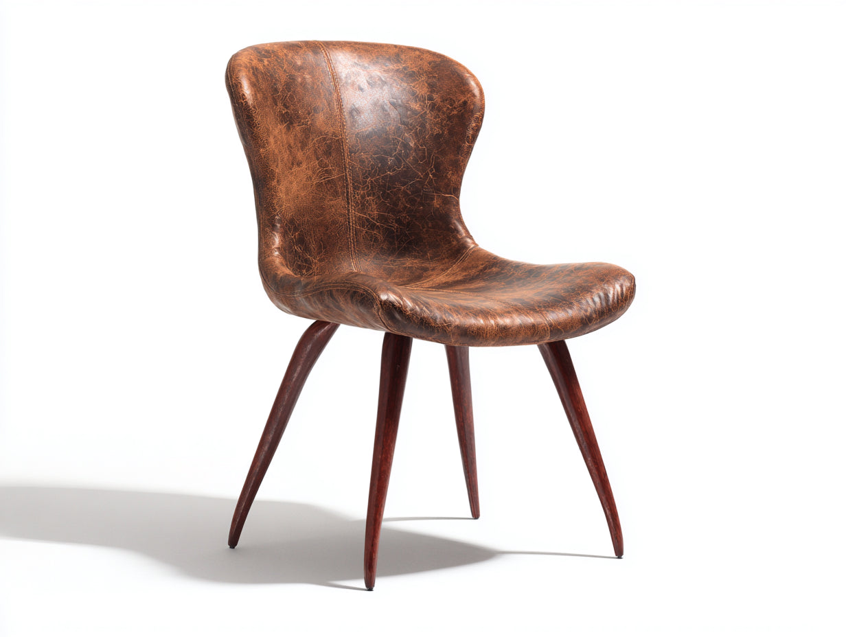 Chaise de salle à manger - similicuir - bois - 53x50x84 cm - marron foncé-bois foncé - style vintage moderne
